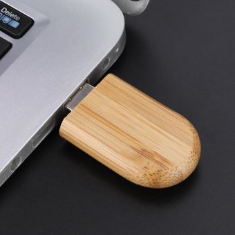 Clé U de stockage en bois de mémoire flash USB Shell en bois ovale