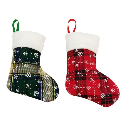 6 paires Bas de noël sac cadeau avec renne, décorations de noël - Rouge&Vert 8x17x12CM