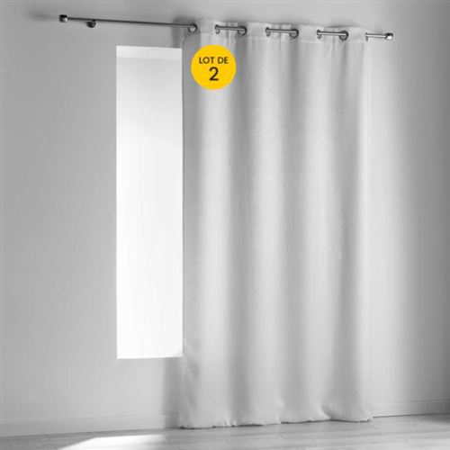 Lot de 2 rideaux a oeillets 140 x 240 cm occultant velours frappe opacia Blanc