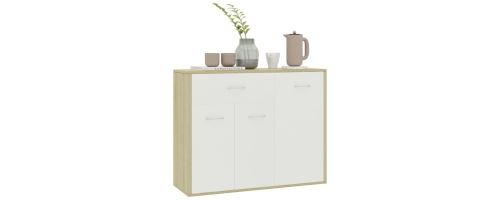 Buffet aggloméré 88x30x70 cm Blanc et chêne sonoma