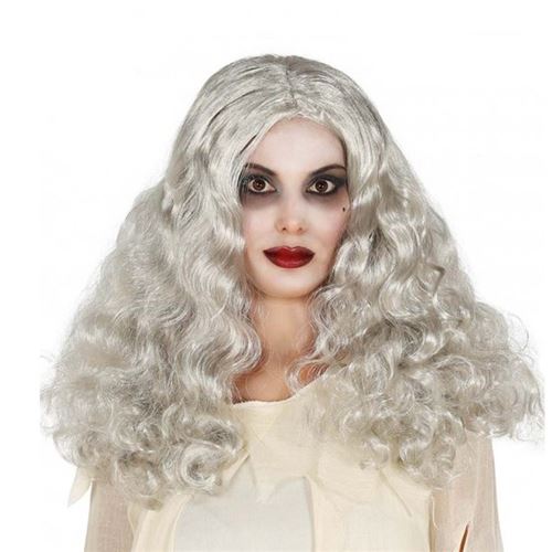 perruque cheveux boucles argent femme