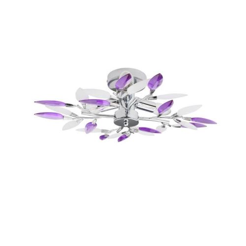 globo lighting plafonnier - cristaux acryliques - ø 45 cm - hauteur 15 cm - chrome et lilas satiné