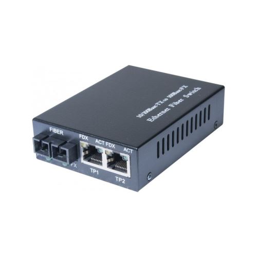 Convert. 1 fibre 100FX multimode sc 2KM vers 2x RJ45 10/100