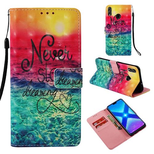Etui en PU impression de motifs décoratifs par points lumineux n'arrête pas de rêver pour votre Huawei Honor 8X