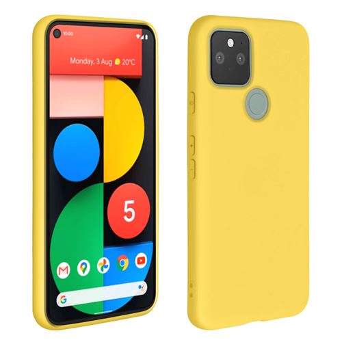 Avizar Coque pour Google Pixel 5 Silicone Semi-rigide Finition Soft Touch jaune