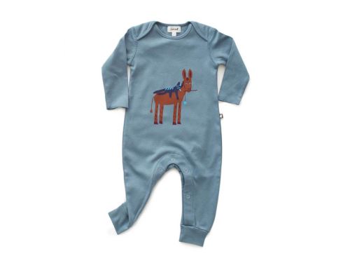 Oeuf Baby Clothes - Combinaison âne coton bio bleue 3/6M