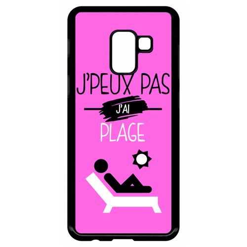 Coque My-Kase pour Galaxy A8 (2018) - j peux pas j ai plage 6 - Plastique Noir