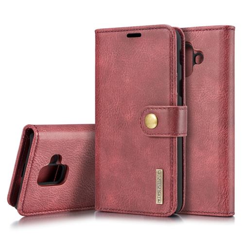 Etui en PU détachable 2-en-1 divisible rouge pour votre Samsung Galaxy A6 (2018)