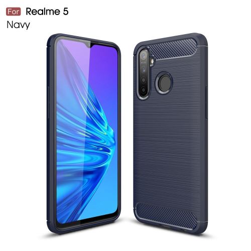 Coque OPPO Realme 5 Carbone Bleu Housse Etui En Silicone Gel Souple hfs-house®
