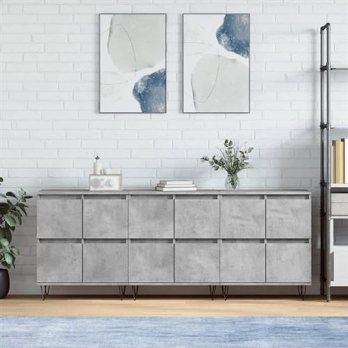 Non Communiqué Gris Vidaxl Buffets 3 Pcs Béton Bois D'ingénierie 3190201