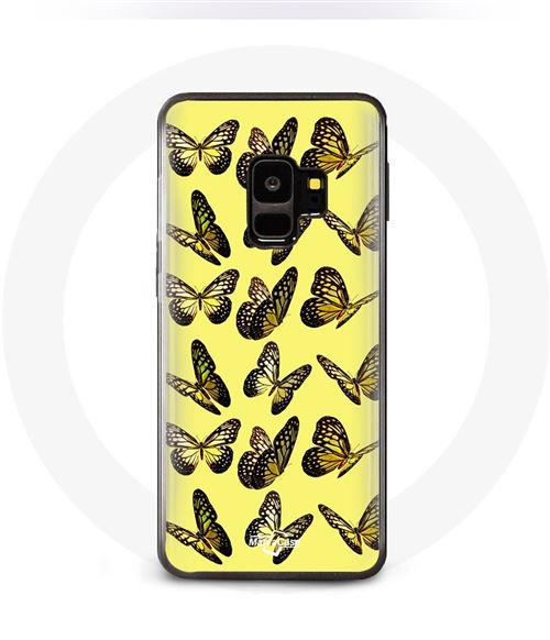 Coque Samsung Galaxy S9 Papillons Fond Jaune Maniacase