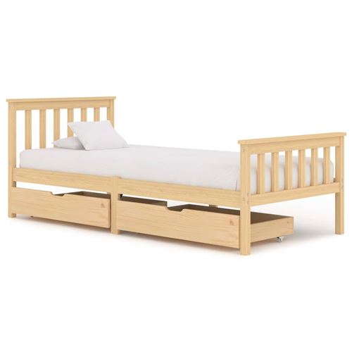 vidaXL Cadre de lit avec 2 tiroirs Bois de pin massif 100x200 cm