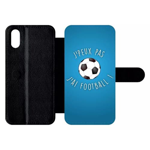 Etui My-Kase pour iPhone X - je peux pas j ai football - Simili-cuir Noir
