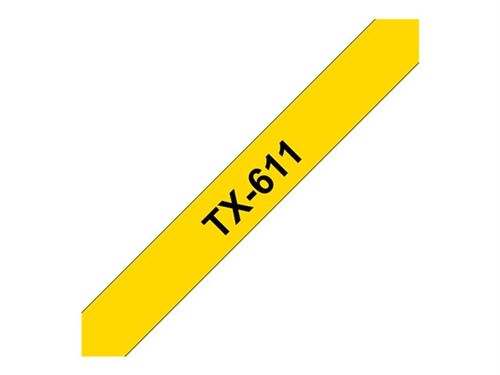 Brother TX611 - Noir sur jaune - Rouleau (0,6 cm x 15,2 m) 1 cassette(s) ruban laminé - pour P-Touch PT-7000, PT-8000, PT-PC