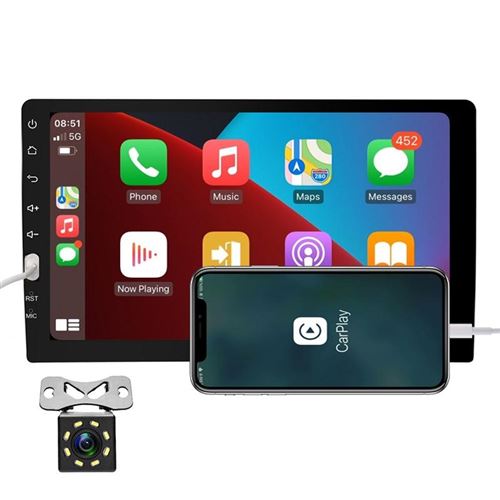 Autoradio Carplay 9 Pouces Avec Caméra OLED Bluetooth USB FM AM MP5 45W 12V YONIS