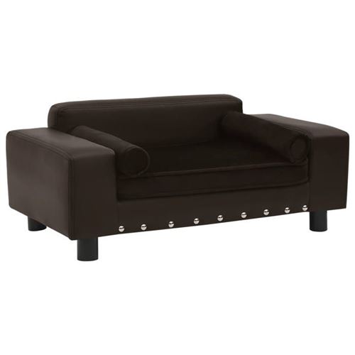 vidaXL Canapé pour chien Marron 81x43x31 cm Peluche et similicuir