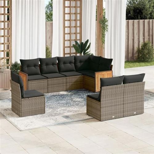 Non Communiqué Gris Vidaxl Salon De Jardin Avec Coussins 8 Pcs, Canapés De Terrasse, Ensemble De Meubles De Patio, Mobilier D'extérieur, 3260128 - Image 1