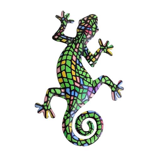 Decoration Murale Métal Gecko Frusde Sculptures Decor pour Cour, Clôture, Jardin, Maison - Vert