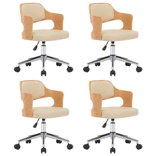 vidaXL Chaises pivotantes à dîner 4pcs Crème Bois courbé et similicuir