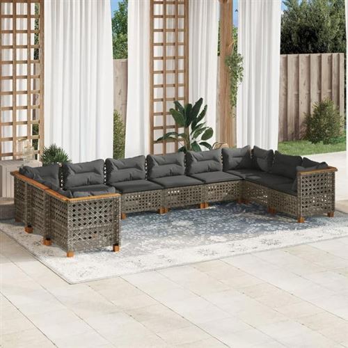 Non Communiqué Gris Salon De Jardin Modulable Vidaxl Rotin 10 Pieces 56.5 X 56.5 X 56.5