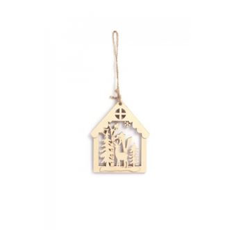 Suspension maison renne foret bois - 1