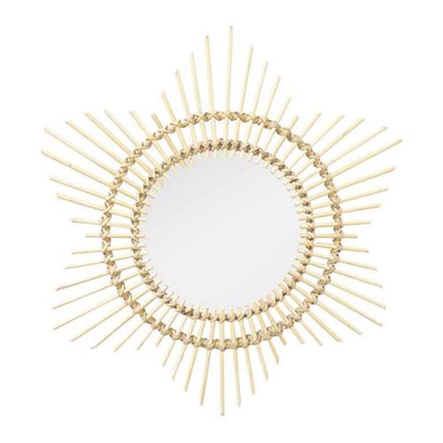 Miroir Mural Design en Rotin "Aina" 70cm Naturel