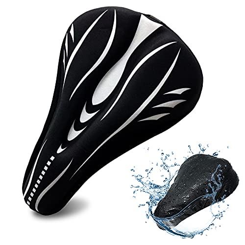 Housse de Selle de Vélo Coussin de Selle pour Vélo en Gel avec Etui Imperméable - Blanc Noir