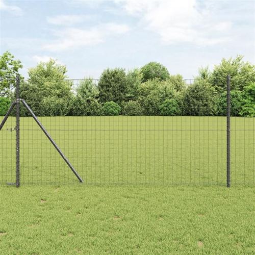 Vidaxl Gris Poteau De Clôture Enchâssé 7 Pc Acier Enduit De Poudre - Image 3