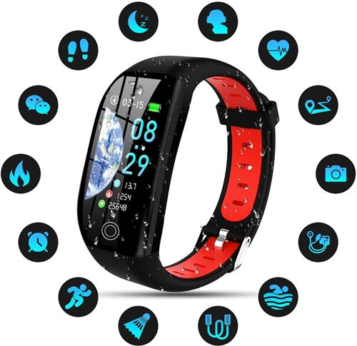 Montre connect&eacute;e F21 IP68 Etanche Fitness Tracker-Rouge-Chronus 