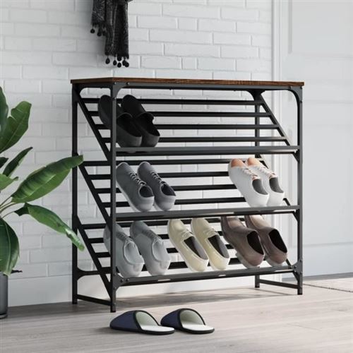 Non Communiqué Marron Vidaxl Étagère À Chaussures Chêne 90X30x85 Cm Bois D'ingénierie 833432