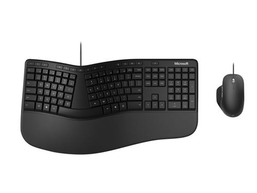 Microsoft Ergonomic Desktop - Voor bedrijven - toetsenbord en muis set - USB - Frans - zwart