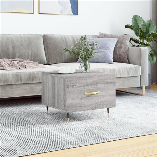 Vidaxl Gris Table Basse Sonoma 50X50x40 Cm Bois D'ingénierie829360 - Image 3