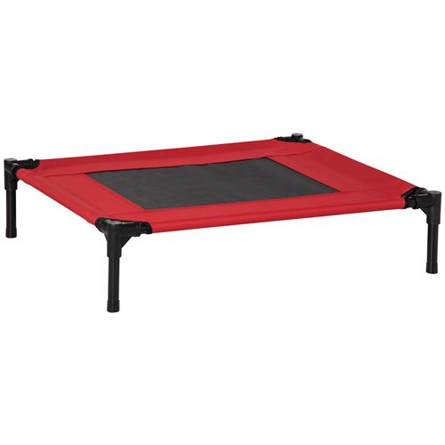 PawHut Couchette Respirante Textilène Rouge Noir pour Animaux de Compagnie 76x61x18cm   Aosom France