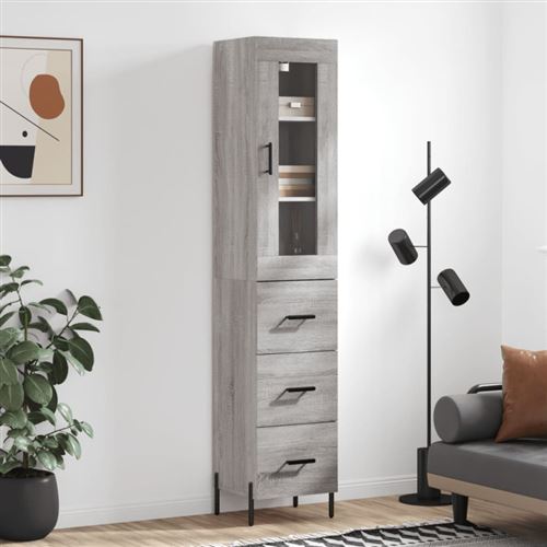 VIDAXL - Buffet haut Sonoma - Gris - 34,5x34x180 cm - Image 3