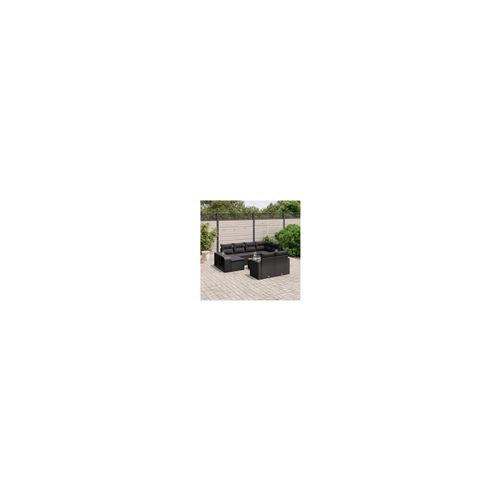 Generique Noir Salon De Jardin Modulable 11 Pieces 8 Personnes 62 X 62 X 69 Cm Resine Tressee - Image 2