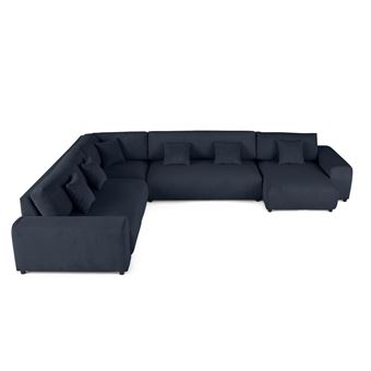 Garance - canapé modulable d'angle gauche - 8 places - en velours côtelé - Bleu nuit - 1