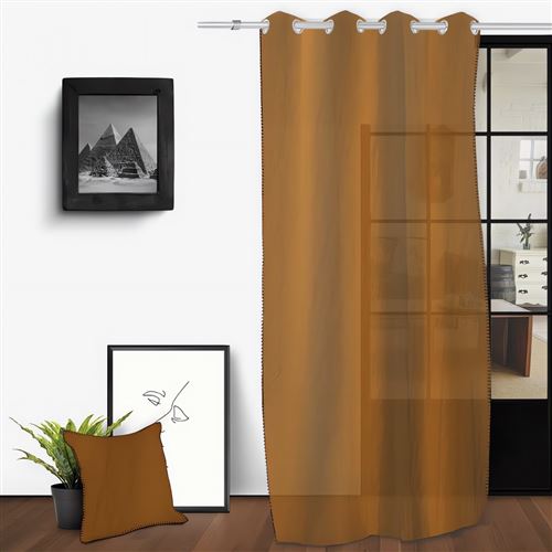 Voile oeillets en coton lavé 135x250 cm SPIRIT bronze par Soleil d'Ocre