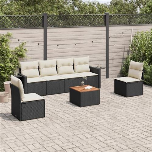 Salon de jardin modulable Vidaxl noir 7 pieces 6 personnes 62 x 62 x 69 cm resine tressee