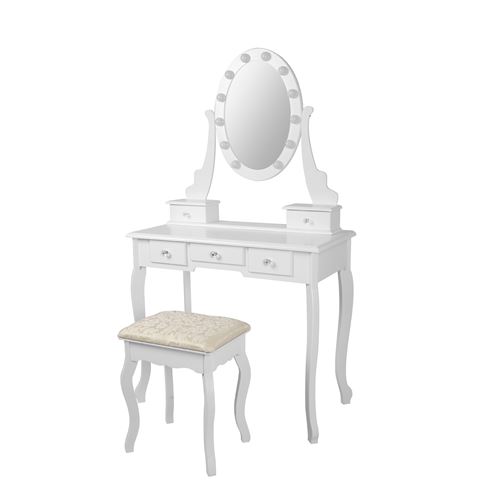 ML-Design - Table de maquillage blanc table de coiffeuse moderne miroir et  tabouret vintage - Coiffeuse - Rue du Commerce