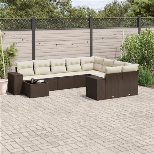 VIDAXL - Salon de jardin - 10 pièces - 9 places - Marron - Image 2