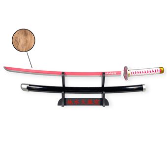 Katana Demon Slayer Kanao Tsuyuri - Epée Lame Bois - Support Japonais Inclus - 1