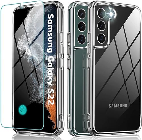 Coque Silicone Transparente + Verre Trempe Pour Samsung Galaxy S22