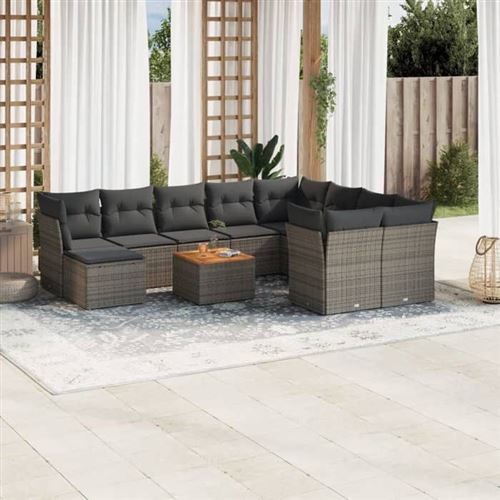 Non Communiqué Gris Salon De Jardin Modulable Vidaxl 10 Personnes Resine Tressee 62 X 62 X 69 Cm 11 Pieces - Image 1
