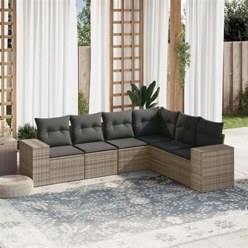 Non Communiqué Gris Salon De Jardin Modulable Vidaxl Rotin 6 Pieces X 83 X 69 6 Personnes - Image 1