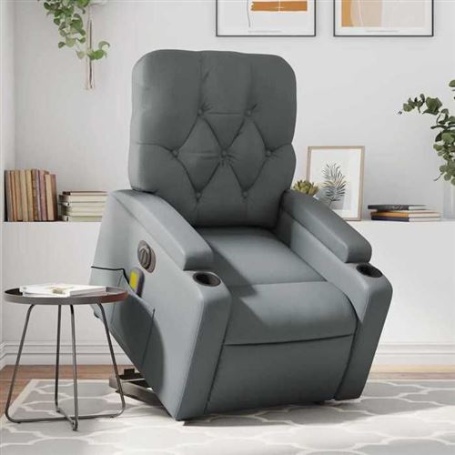 Vidaxl Gris Fauteuil De Massage Électrique - Similicuir - Image 2