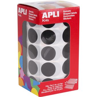 Gommettes - Ronde - Noir - 20mm - Rouleau de 1770 gommettes - Apli - 1