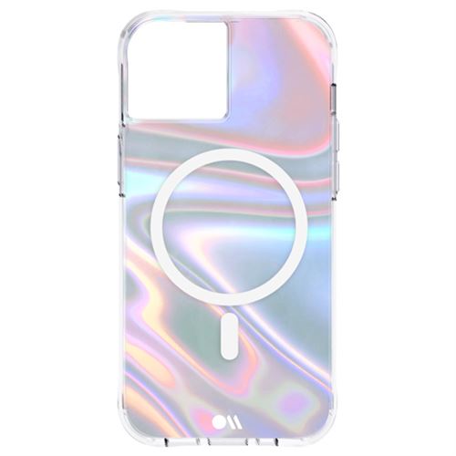 Coque pour iPhone 13 Rigide Compatible MagSafe Anti-chutes 3m CASE MATE Soap Bubble Nacré