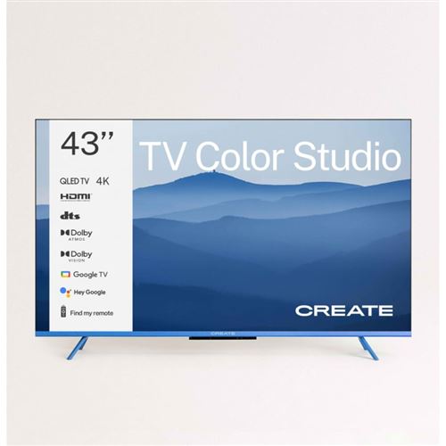 TV COLOR STUDIO Téléviseur intelligent QLED 4K avec écran antireflet et cadre de couleur Bleu cobalt