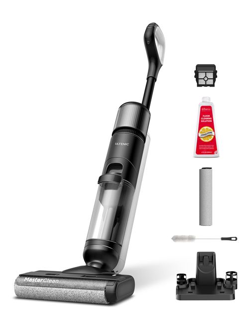 Ultenic Ac1 Elite - Aspirateur Balai Laveur Sans Fil Humide Et Sec 3 En 1 - 50Min D'Autonomie - 15Kpa - Léger Et Maniable - Noir - Écran D'Affichage