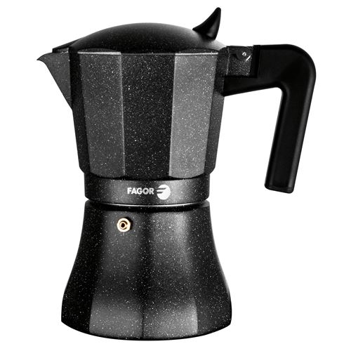 Cafetière Expresso Italienne en Aluminium 12 Tasses de Café Vitrocérame Gaz FAGOR Tiramisú  Noir